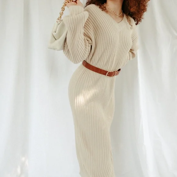 Oatmeal Lauren Oversized Sweater Dress - Picture 6 of 10